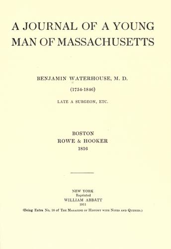 A journal, of a young man of Massachusetts