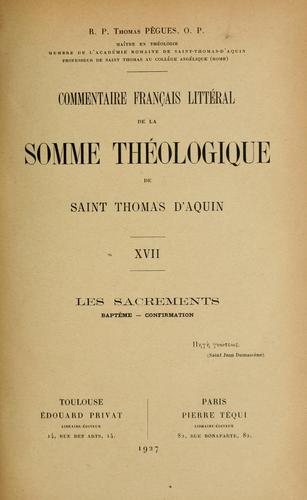 Commentaire français littéral de la Somme Théologique de Saint Thomas d'Aquin
