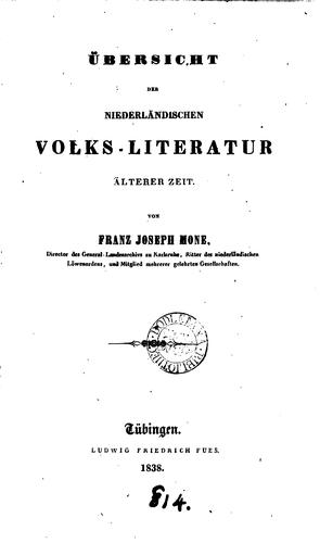 Übersicht der Niederländischen Volksliteratur alterer zeit