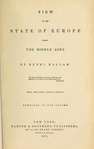 View of the State of Europe During the Middle Ages