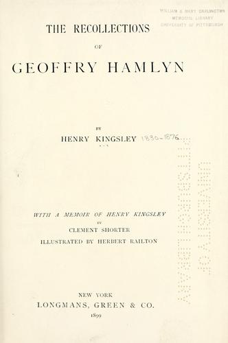 The recollections of Geoffry Hamlyn