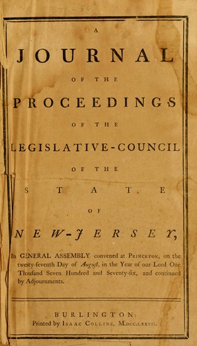 A journal of the proceedings of the Legislative Council of the state of New-Jersey ...