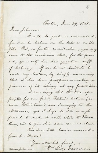 [Letter to] Dear Johnson
