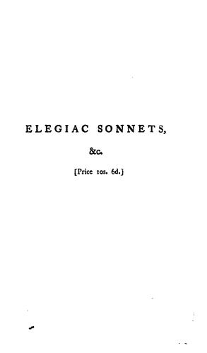 Elegiac sonnets