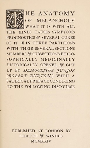 The anatomy of melancholy