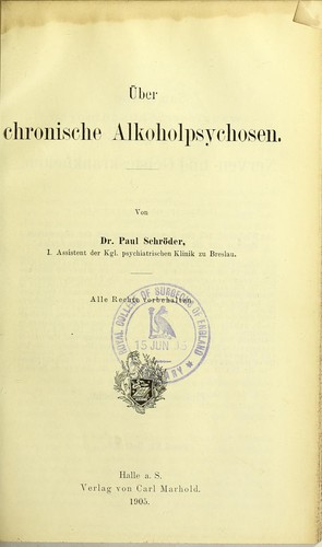 Über chronische Alkoholpsychosen