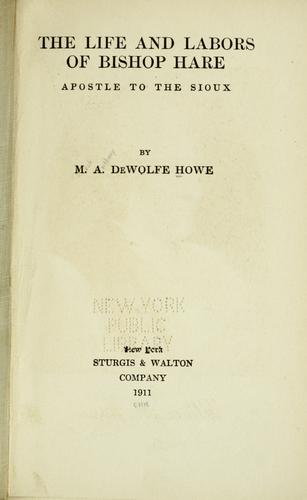 The life and labors of Bishop Hare