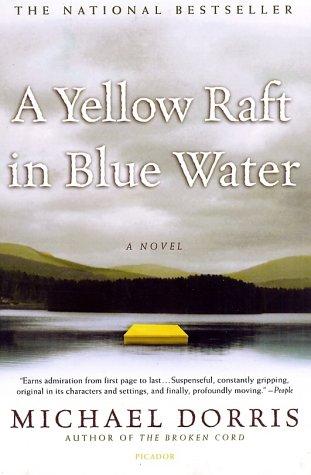 A yellow raft in blue water