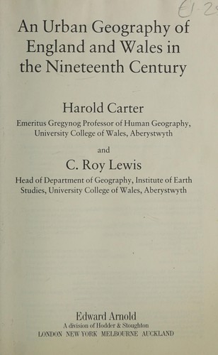 An urban geography of England and Wales in the nineteenth century