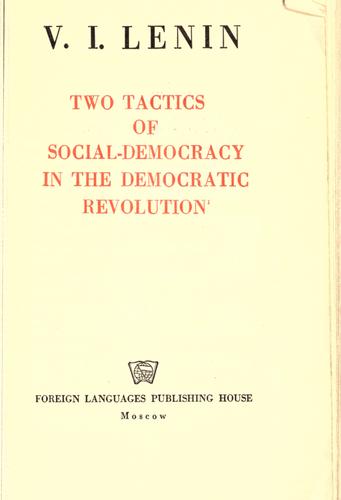 Two tactics of social-democracy in the democratic revolution