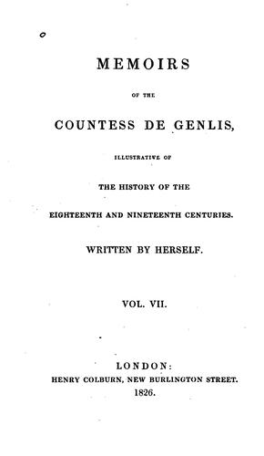 Memoirs of the Countess de Genlis