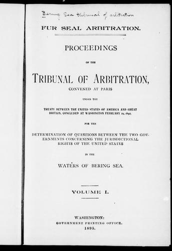 Proceedings of the Tribunal of Arbitration