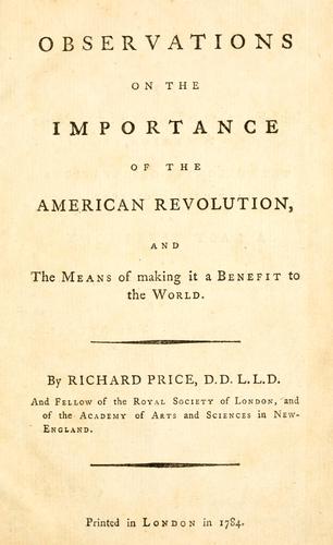 Observations on the importance of the American Revolution