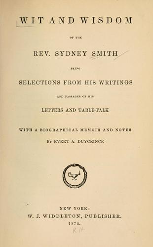 Wit and wisdom of the Rev. Sydney Smith