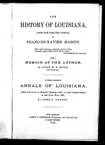 Martin's History of Louisiana
