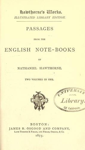 Passages from the English note-books of Nathaniel Hawthorne