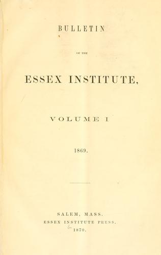Bulletin of the Essex Institute