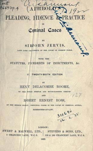 Summary of the law relative to pleading and evidence in criminal cases