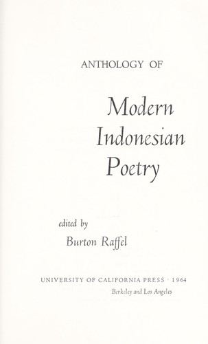 Anthology of modern Indonesian poetry