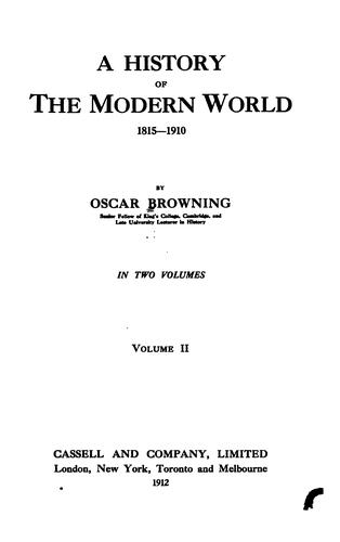 A history of the modern world, 1815-1910