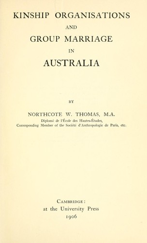 Kinship organisations and group marriage in Australia