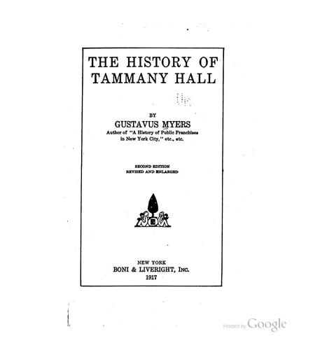 The history of Tammany Hall