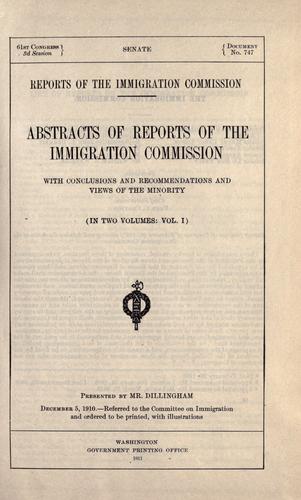 Reports of the Immigration Commission