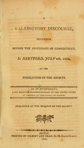 A valedictory discourse, delivered before the Cincinnati of Connecticut