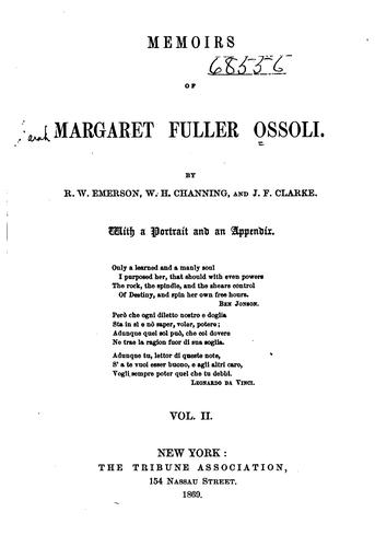 Memoirs of Margaret Fuller Ossoli