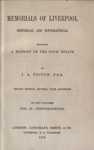 Memorials of Liverpool, historical and topographical