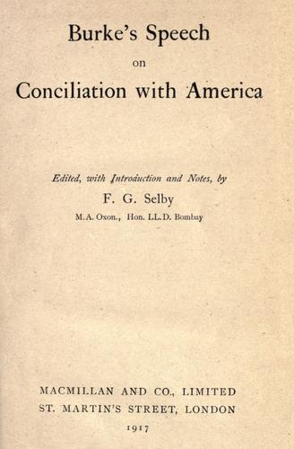Speech on conciliation