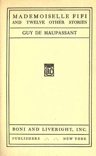 Mademoiselle Fifi And Twelve Other Stories