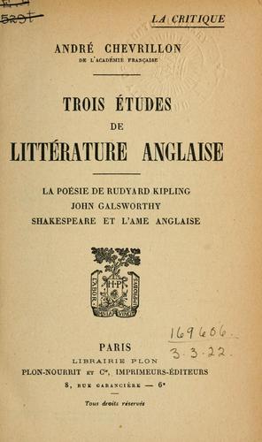 Trois études de littérature anglaise