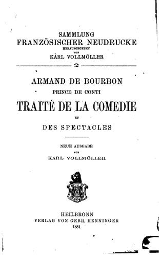 Traité de la comedie et des spectacles