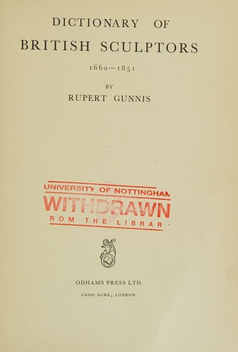 Dictionary of British sculptors, 1660-1851