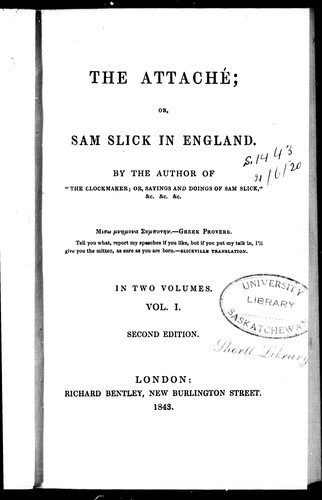 The attaché, or, Sam Slick in England